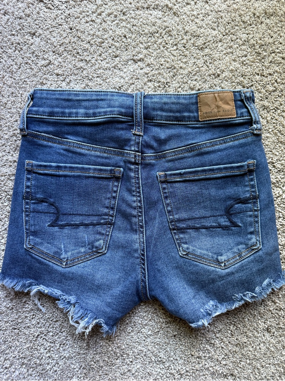 American Eagle Outfitters Hi-Rise Shortie Shorts Women’s 0 Dark Blue Denim Wash - Picture 2 of 10